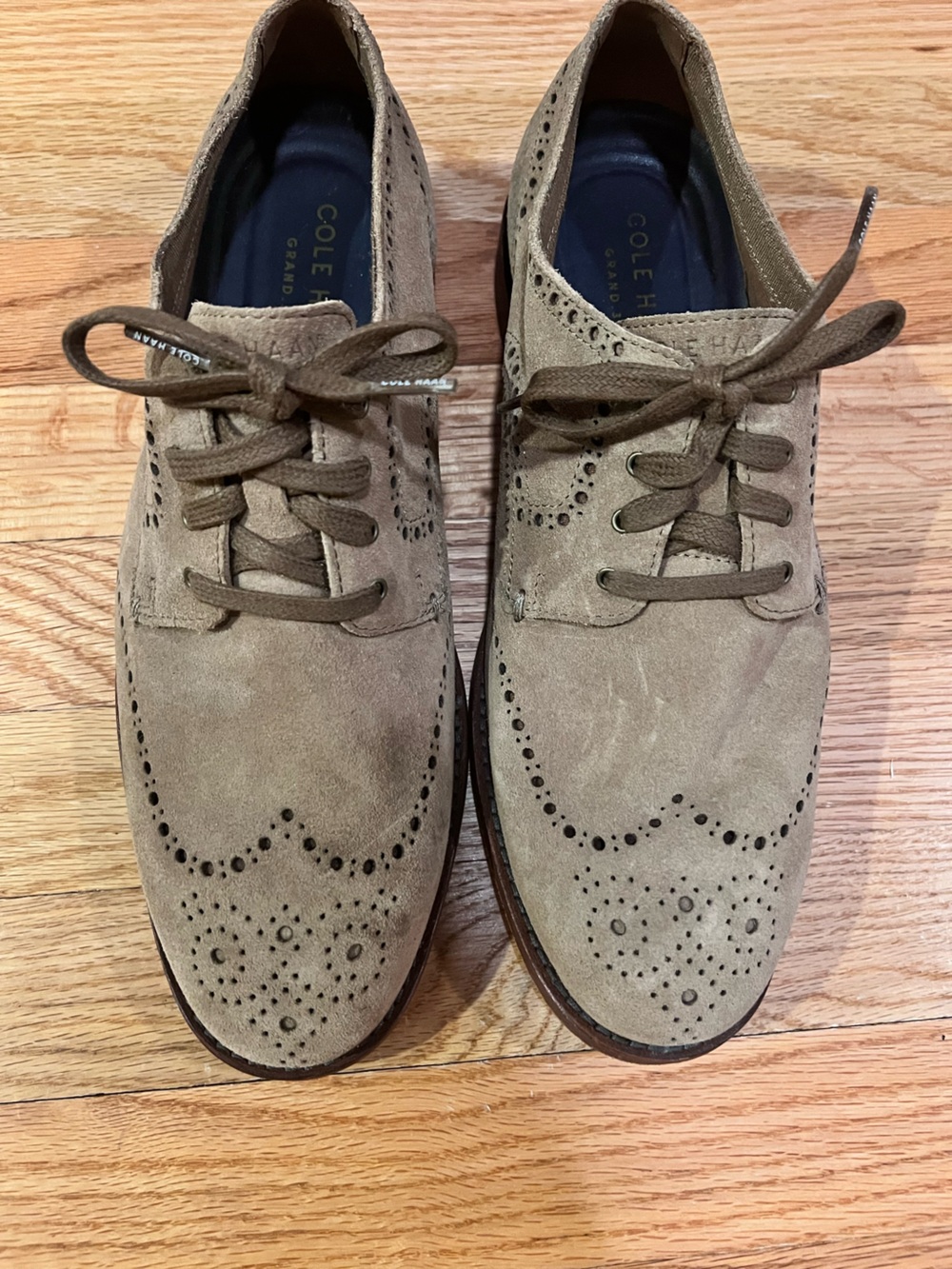 Cole Haan Men's Taupe Suede Wingtip Derby Oxfords Size 10